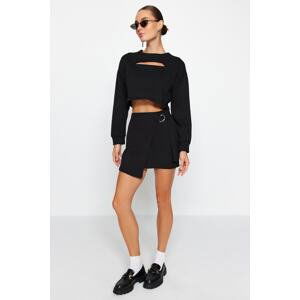 Trendyol Black Double Breasted Mini Woven Skirt With Buckle