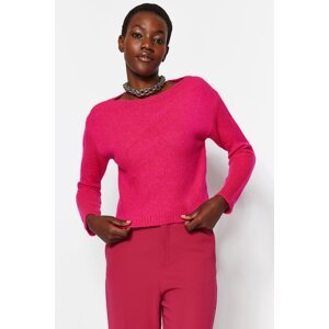Trendyol Fuchsia Crop Soft Textured Basic Knitwear Sweater