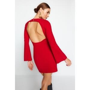 Trendyol Red Decollete Decollete Spanish Sleeve Mini Knitted Dress