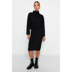 Trendyol Black Normal Waist Thessaloniki/Knitwear Look Midi Pencil Skirt, Knitted