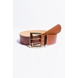 Lafaba Women's Tan Double Row Belt with Gold Buckle