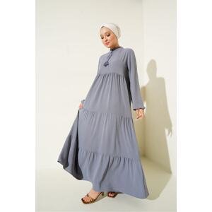 Bigdart 1627 Desert Lace-up Hijab Dress - Gray