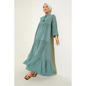 Bigdart 1627 Collar Lace-Up Hijab Dress - D. Mint