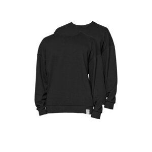Trendyol Black-Grey Men's 2-Pack Basic Oversized Crew Neck Sweatshirt with a Soft Pile with Label.