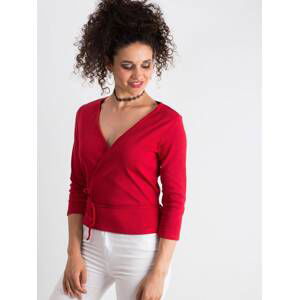 Blouse made of ribbed knitted fabric tied red