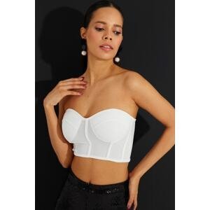 Cool & Sexy Women's White Strapless Corset Detailed Bustier CG288