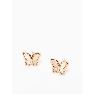 Earrings with enamel butterfly white