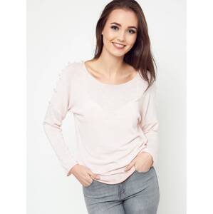 Knitted blouse decorated with pink pearls