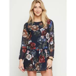 Floral dress with frill navy blue