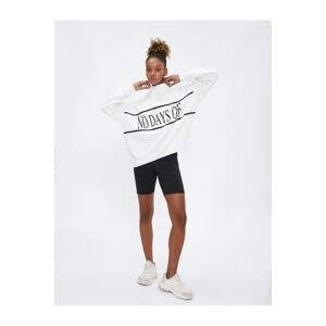 Koton Sports Sweatshirt With Half Zipper, Slogan Print Oversize