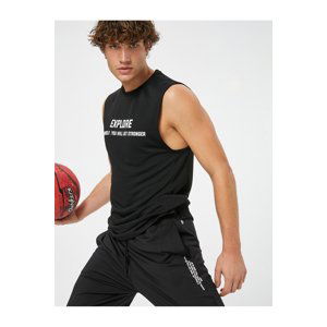 Koton Sports Shorts Lace-Up Waist Slogan Printed With Pocket.