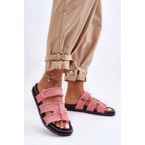 Dámské materiálové sandály na zip Růžové Lamirose
