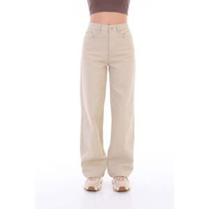 BİKELİFE Women's Beige Wide Leg Palazzo High Waist Pants