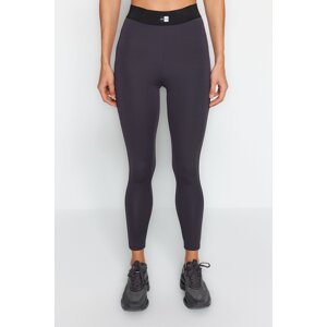 Trendyol Dark Anthracite Push Up Full Length Sports Tights With Contouring Label and Elastic Detail