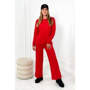 Bavlněný komplet Mikina + Kalhoty se širokými nohavicemi červené