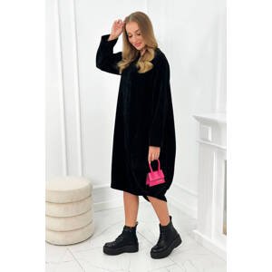 Manšestrové šaty s kapsami černé