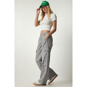 Happiness İstanbul Women's Gray Pocket Slim Cargo Pants