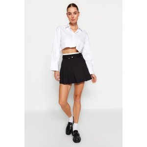 Trendyol Black Double Belt Detail Pleated Mini Woven Skirt