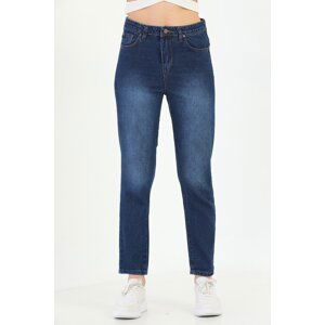 BİKELİFE Navy Blue High Waist Skinny Leg Mom Jeans.