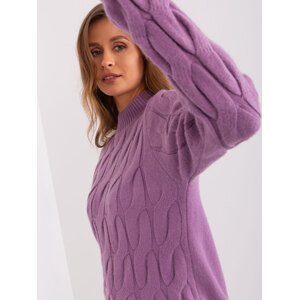 Špinavý fialový svetr s kabely a rolákem