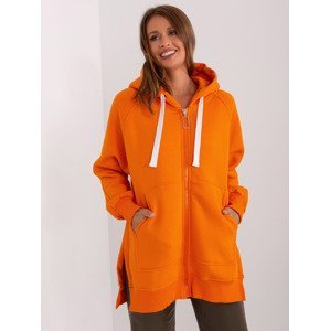 Oranžová basic mikina na zip s kapucí