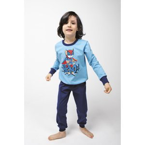 Chlapecké pyžamo Remek, dlouhý rukáv, dlouhé kalhoty - modrá/námořnická modrá