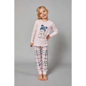 Dívčí pyžamo Bora, dlouhý rukáv, dlouhé kalhoty - růžová/potisk