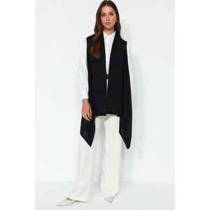 Trendyol Black Wide Collar Slim Knitwear Vest Cardigan