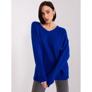 Kobaltově modrý oversize svetr s manžetami od RUE PARIS