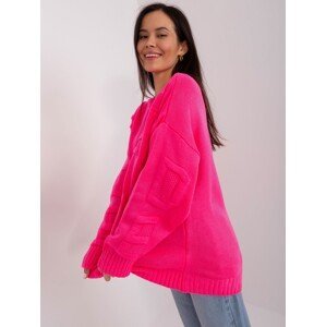 Fluo růžový oversize svetr s kulatým výstřihem