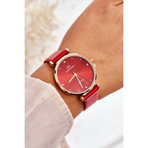 Dámské hodinky na koženém řemínku Giorgio&Dario červené