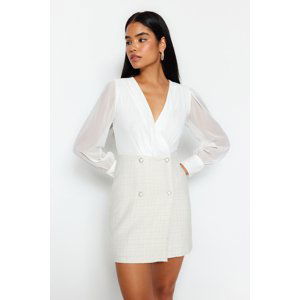 Trendyol Ecru Mini Woven Lined Jacket Woven Dress