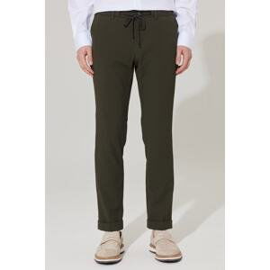 ALTINYILDIZ CLASSICS Men's Khaki Slim Fit Slim Fit Seersucker Patterned Tie Waist Flexible Jogger Pants