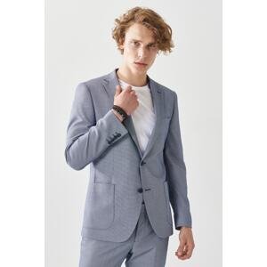 ALTINYILDIZ CLASSICS Men's Navy Blue-white Extra Slim Fit Slim Fit Mono Collar Classic Suit