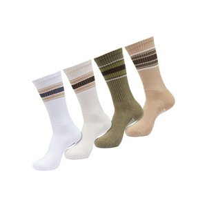 Vrstvené pruhované ponožky 4-balení bílá/bílá písková/tiniolová/béžová