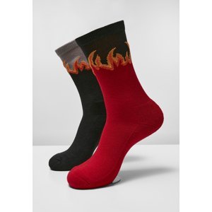 Dlouhé plamenné ponožky 2-balení červená/černá