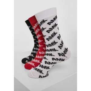 AMK Allover Socks 3-Pack černá/červená/bílá