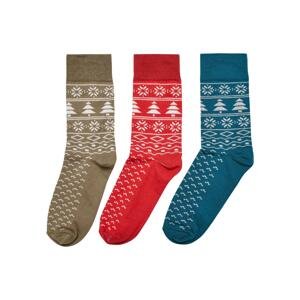 Ponožky s norským vzorem po 3 baleních obrovská červená/jaspis/tiniolive