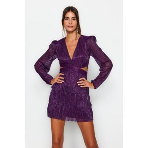 Trendyol Purple Glittering Cut Out/Window Detail Elegant Evening Dress