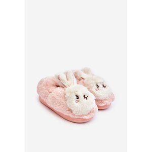 Chlupaté dětské papuče se zajíčkem, světle růžové Apolanie
