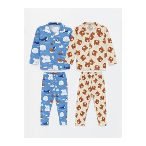 LC Waikiki Shirt Collar Long Sleeve Printed Baby Boy Pajamas Set of 2