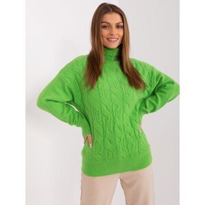 Světle zelený pletený svetr s dlouhým rukávem