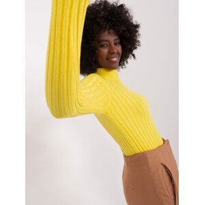 Žlutý žebrovaný svetr z viskózy