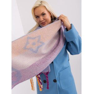 Světle modrý zimní šátek s třásněmi
