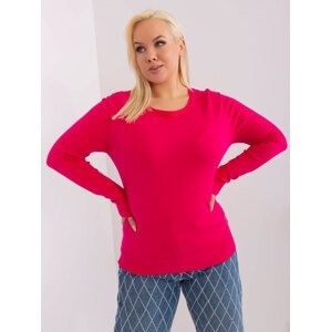 Fuchsiový hladký svetr větší velikosti s dlouhým rukávem