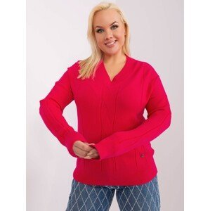 Fuchsiový dámský svetr větší velikosti s manžetami
