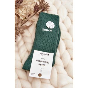 Dámské teplé ponožky se zeleným nápisem