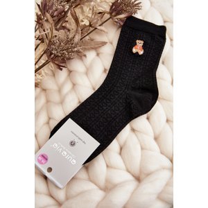 Dámské vzorované ponožky s medvídkem, černá