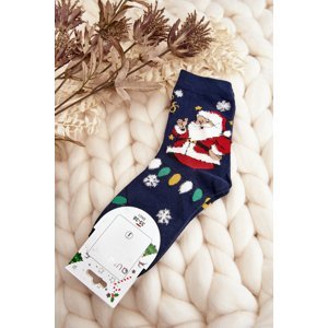 Dámské ponožky s Santa Clausem, tmavě modrá