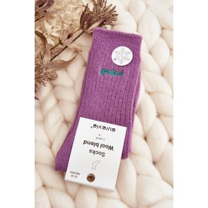 Dámské teplé ponožky s fialovým nápisem